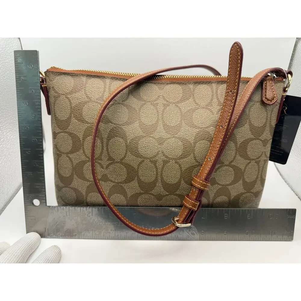Coach Signature Canvas Crossbody Bag – Khaki/Mahogany